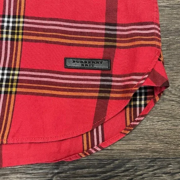 Burberry Brit Long Sleeve Plaid Button-Down Red Shirt XXL